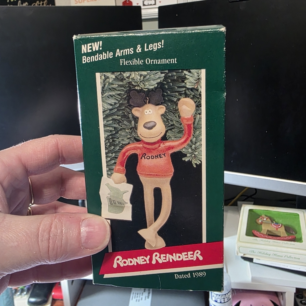 1989 Hallmark Keepsake Rodney Reindeer Flexible Ornament (Bendable)